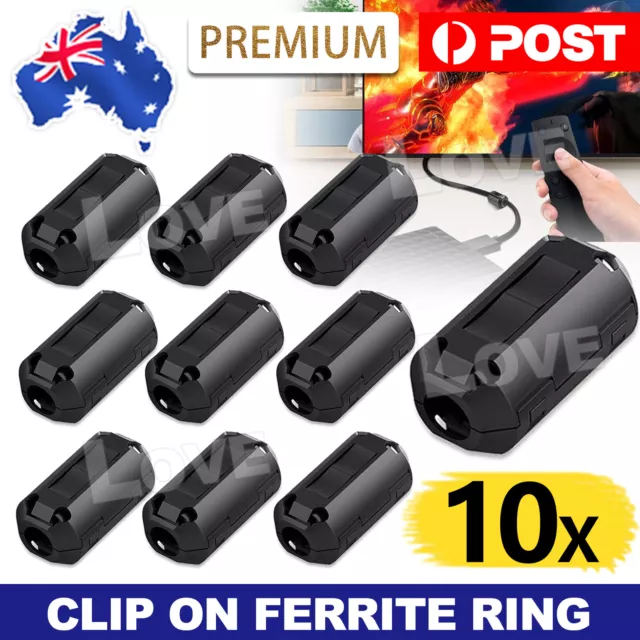 10x 5mm Clip-on Ferrite Ring Core Ferrite Bead Choke EMI Filter Cable Clip AU