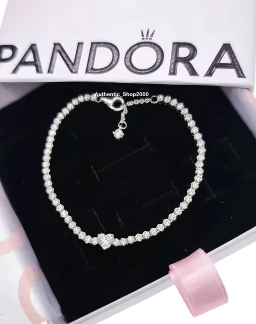 NEW 100%  Authentic PANDORA 925 Italy Sparkling Heart Tennis Bracelet 590041C01