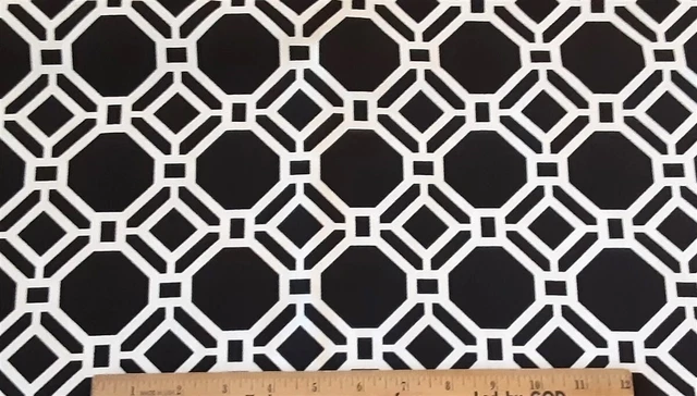 Mill Creek Fabric Upholstery Screen Print Black & White Geometric 1.5 Yd