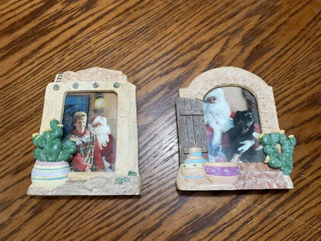 Southwestern Style 3D Adobe House Picture Frames Lot Of Two