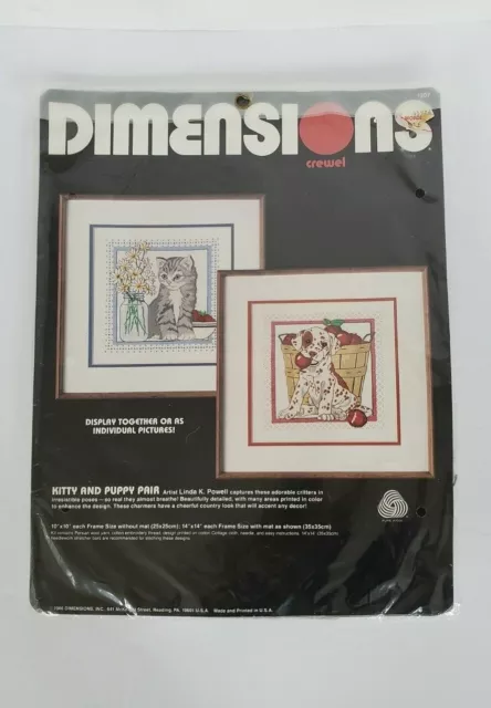 NEW Dimensions Crewel Kitty and Puppy Pair Embroidery Kit 1307 Dog Cat Kitten
