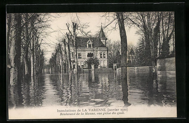 CPA La Varenne, Floods 1910, Boulevard de la Marne