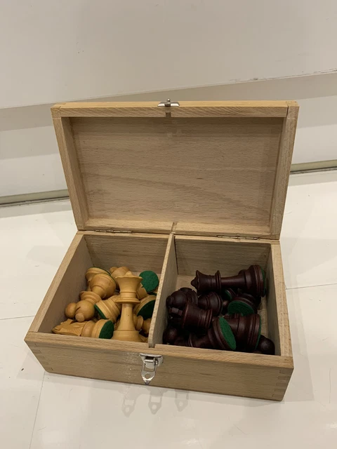 Two Section Box WOODEN CHESS SET Vintage In Two Section Box Green Bottoms £26.72 ...