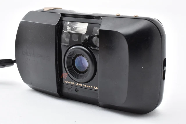 NEAR MINT+++] OLYMPUS μ mju Panorama Black 35mm f/3.5 Point