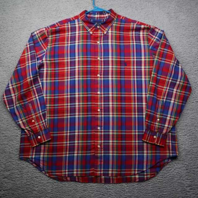 Ralph Lauren Shirt Mens 2XB Long Sleeve Button Down Red Plaid Cotton Classic Fit