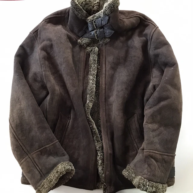 VTG  Real leather SHEEPSKIN Shearling B3 Aviator Flight bomber Jacket Xl