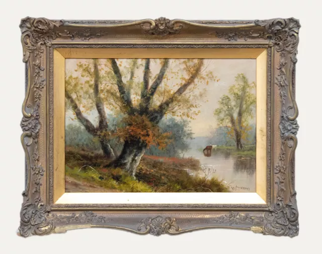 W. Thomas - Framed Early 20th Century Oil, Autumnal Landscape with Cattle