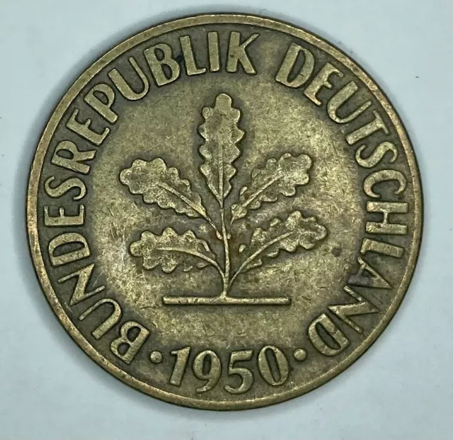 1950-F Germany 10 Pfennig World Foreign Coin