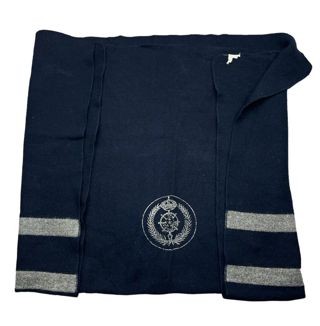 Vintage Royal Saudi Navy Military Wool Blanket Ultra Rare 80’s Blue Gray 63x92”