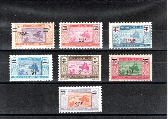 Timbre Mauritanie France Colonie 1924 N°50/56 Neuf* Mh