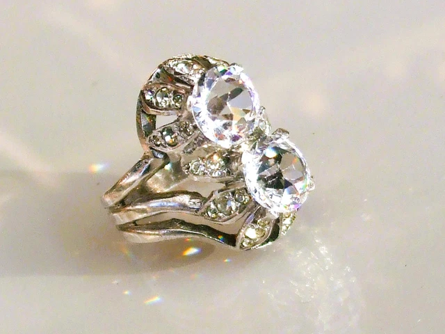 Bague Solitaire Diamant En Or Gris 18K Et Platine - Taille 55 - Occasion Parfait état