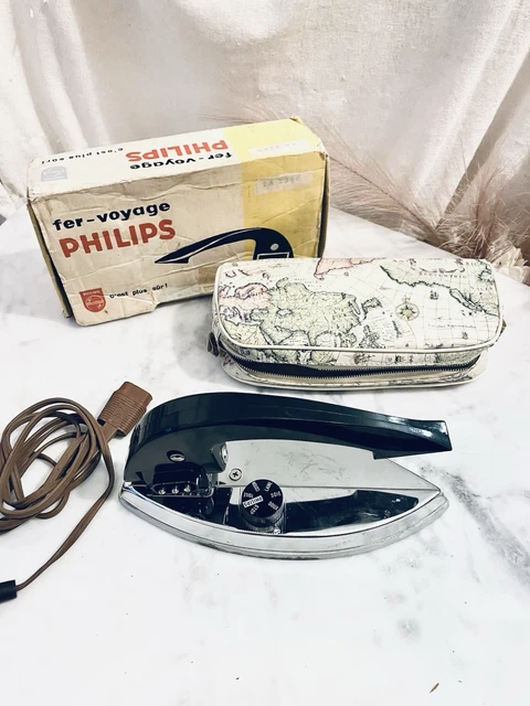 Fer à repasser de voyage Philips Stewardess vintage en boîte testé et