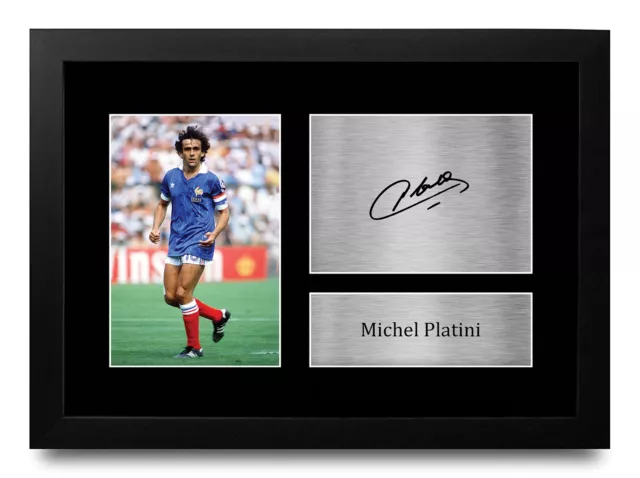 Michel Platini Frankreich Geschenkideen gedruckt Autogramm A4 Bild für Fußballfans