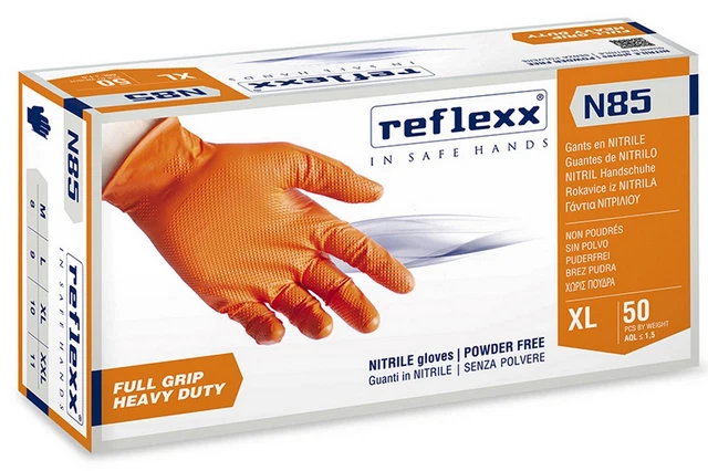 Disposable nitrile gloves REFLEXX N85 very thick and robust 50 pcs.  M-L-XL-XXL