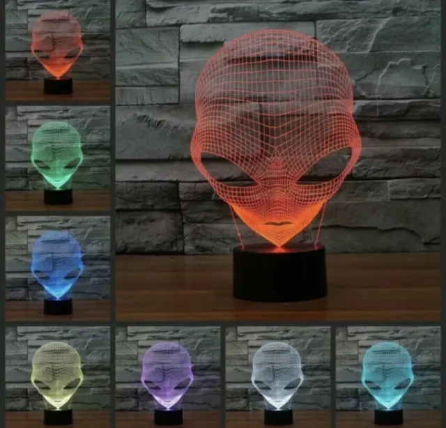 UFO 3D ET Martian Alien 7 Color Change Led Table Lamp Night Light Touch Remote