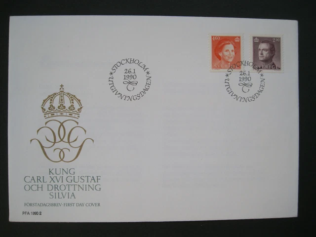 (2) Briefmarken Schweden SVERIGE FDC Förstadagsbrev Ersttagsbrief König+Königin