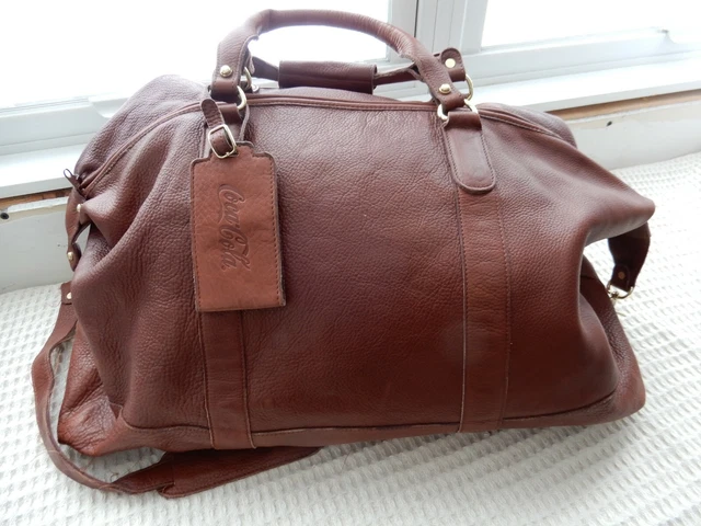 Coca Cola Barrington Brown Leather Duffle Weekender Bag