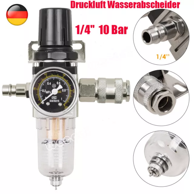 Wasserabscheider 10 Bar Druckluft Wartungseinheit Filter 1/4" Schnellkupplung