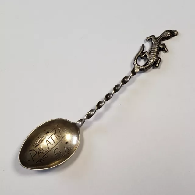 Sterling Silver Souvenir Spoon - Palatka Florida Engraved - Alligator - FL0284