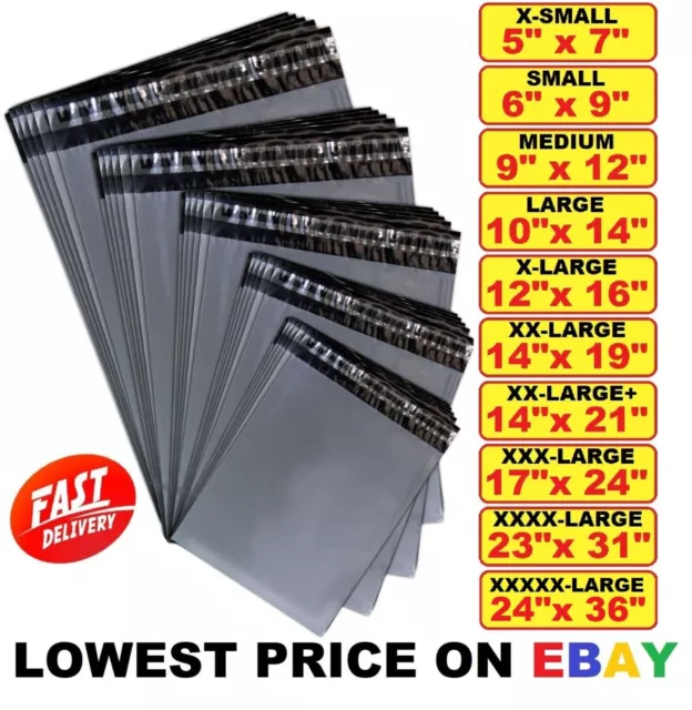 Grey Mailing Bags Poly Postage Strong Self Seal Plastic Postal Parcel Sizes Post