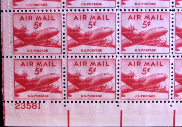 1947 UNITED STATES #C33: MNH 'DC-4 Skymaster' - full sheet of 100 Air Mail 2