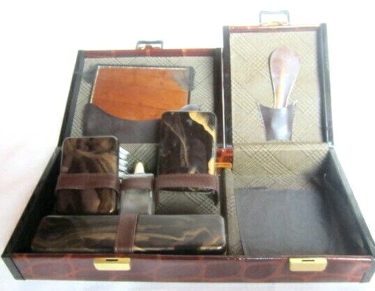 Juego Plege para hombre maleta de viaje cepillo cuchara de zapatos cajas afeitadora espejo sin usar