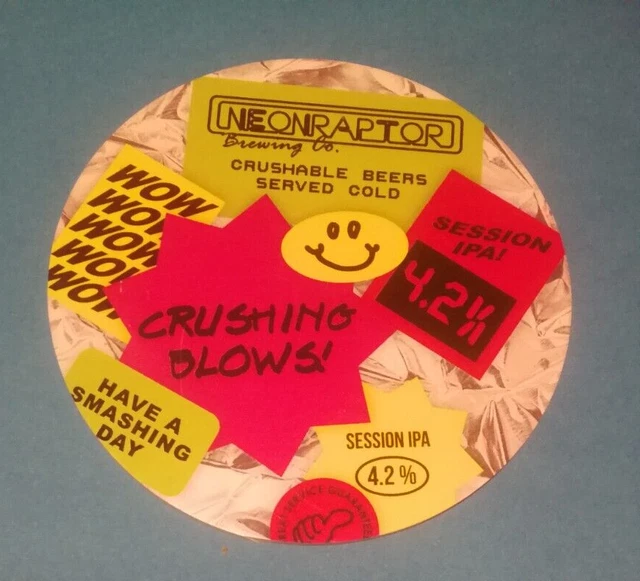 CRAFT BEER KEG font pump badge NEONRAPTOR brewery CRUSHING BLOWS ale