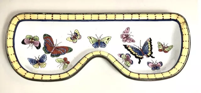 Beautiful KELVIN CHEN Signed Enamel Butterfly Design Eyeglass Holder