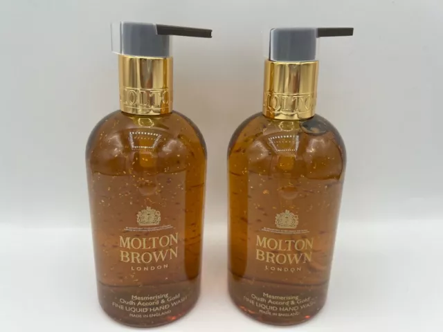 Molton Brown 2 x 300ml Mesmerising Oudh Accord & Gold Fine Liquid Hand Wash NEW