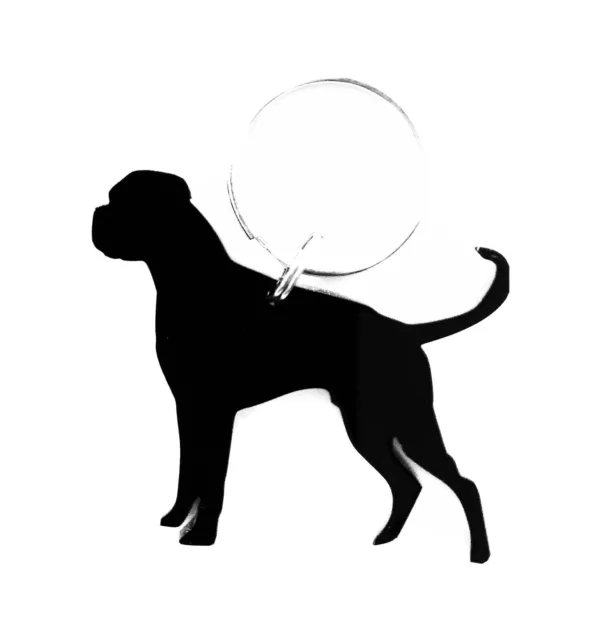 Boxer Dog With Tail (New) Dog Keyring Keychain Bag Charm Gift in Black