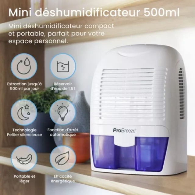 500ml Déshumidificateur électrique Mini déshumidificateur d'air Sécheur  d'air Condensation pour humidité de moisissure humide