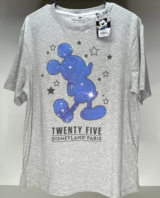 Gray Unisex DISNEYLAND PARIS 25th ANNIVERSARY Tee Shirt Sz Large NEW WITH TAGS