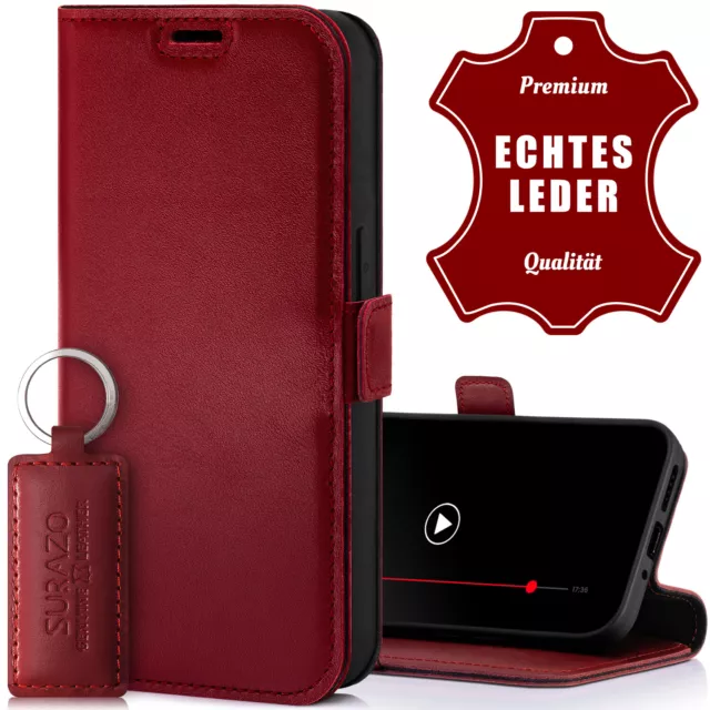 Custodia premium in vera pelle Surazo® custodia cellulare custodia flip case custodia protezione RFID