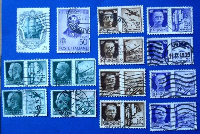 1942 Regno Lotto Di 14 Francobolli Usati