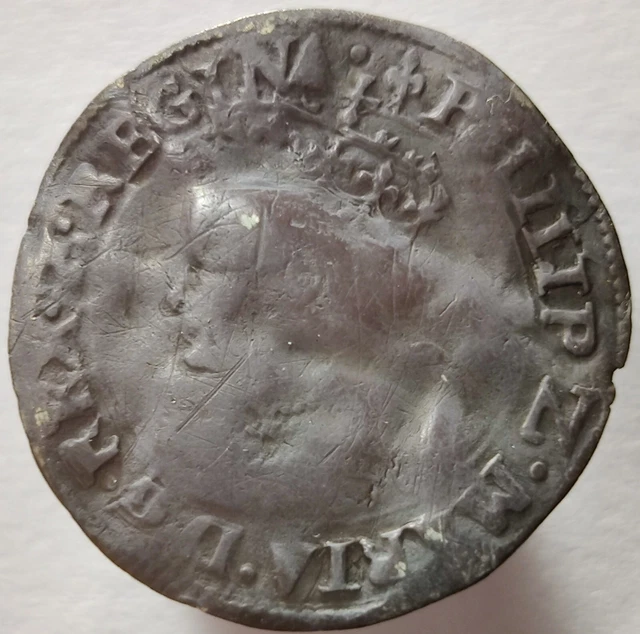 1554-58 England Hammered Silver Groat 4p S-2508 Philip & Mary mm Lis