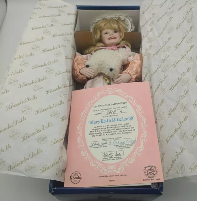 NEW Mary Had a Little Lamb Porcelain Doll Ashton Drake Knowles 1988 IN BOX