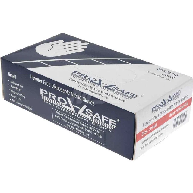 100 Pack PRO-SAFE GL06-3MPFS Disposable Gloves, Size Small, 3 mil, Nitrile