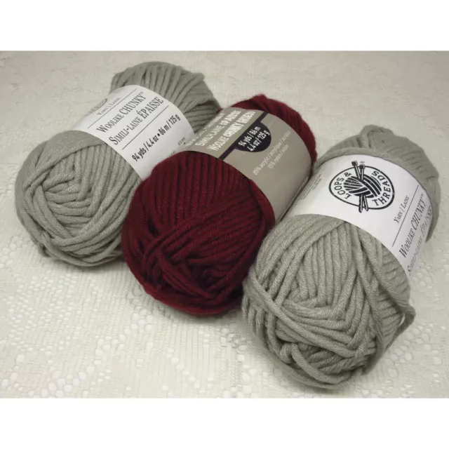 New Loops + Threads Chunky Twist # 7 Jumbo Pink/Grey Yarn 8.8 oz 4 Skeins
