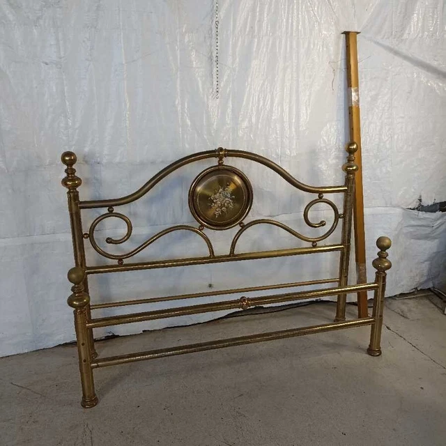 Letto Matrimoniale Vintage in Ottone Anni 80 Italia