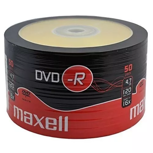 Maxell DVD-R Recordable Blank DVD-R Discs Pack 50 Shrink-Wrap 4.7GB 120mins 16x 3