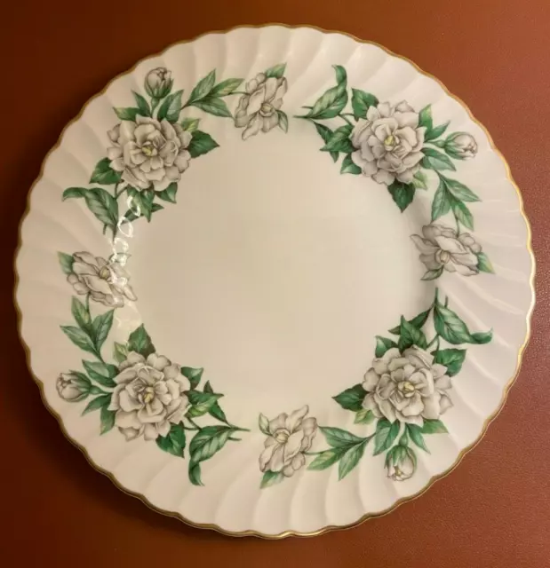 Gardenia Syracuse China dinner 10" Gold Trim scalloped plate (12 Available)