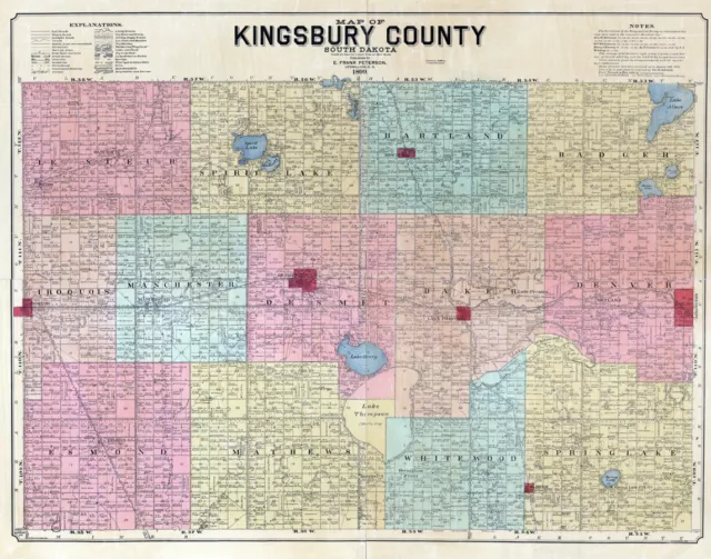 1899 Map of Kingsbury County South Dakota