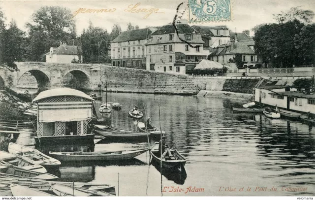 11850 cpa 95 L'Isle Adam - L'Oise et le pOnt du Cabouillet