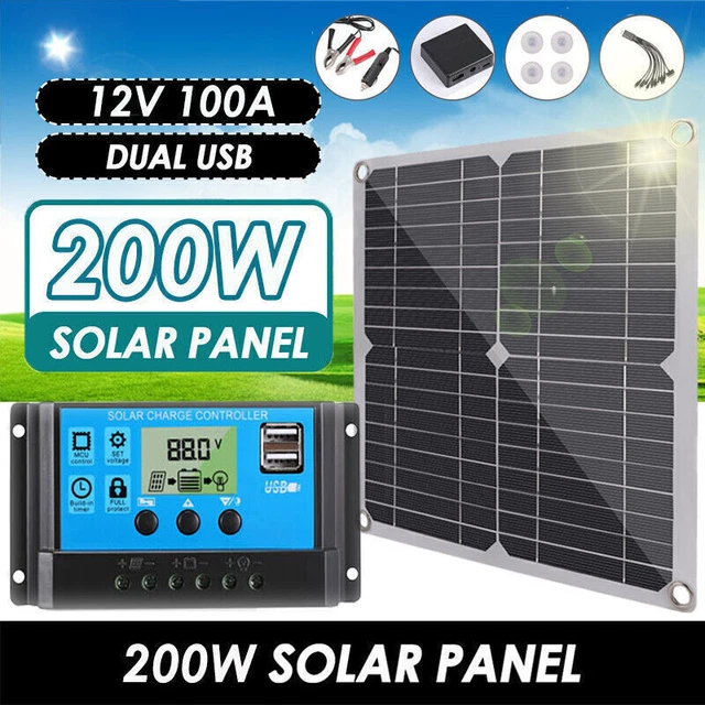 200W SOLAR PANEL Kit 12V Battery Charger 100A Controller RV Trailer