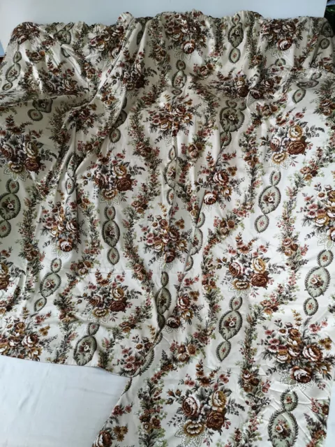 Burgess Ledward Farringdon Pair Of Curtains LINED long brown green 1970s Xmas