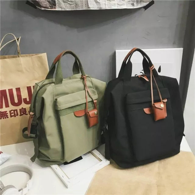 Men Women Backpack Bag Canvas Zipper Closure Solid Travel School Female Rucksack