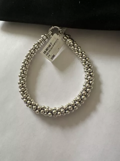 New LAGOS Bold Caviar  7mm Rope Bracelet in Sterling Silver Medium