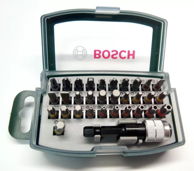 Bosch 32-tlg Schrauberbit-Set Sortiment mit Farbcodierung in Box Bitset Bits Bit