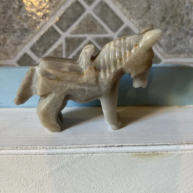 Vintage Onyx Horse, Measures 4" long, 2.5" tall