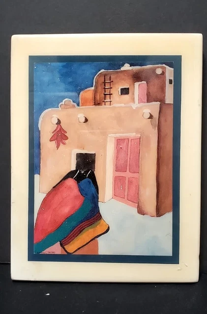 Crystal Tile Handpainted Southwestern Adobe  Santa Fe Style Tile 8.25" X 6